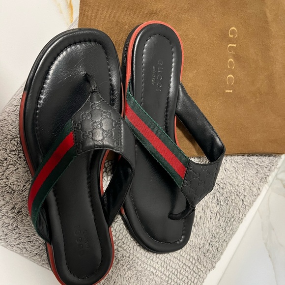 Pre-owned Gucci Women Flip Flop Leather Thong Sandals - Picture 2 of 7